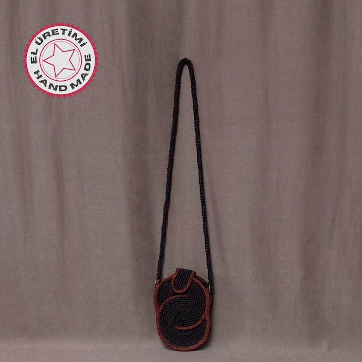 Uretti - Volkan 4975 4037 El Yapımı Şık Tasarım Makrome İp Omuz Çantası