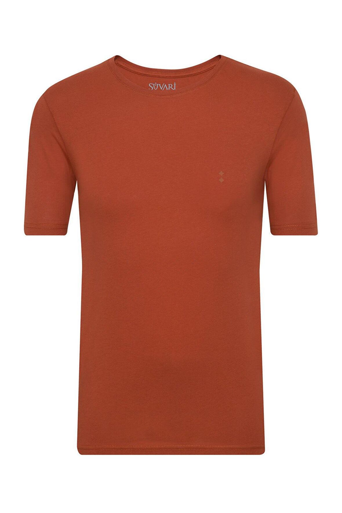 Süvari Classics  %100 Pamuk Yuvarlak Yaka Özel Üretim Tshirt Regular Normal Kalip Kiremit