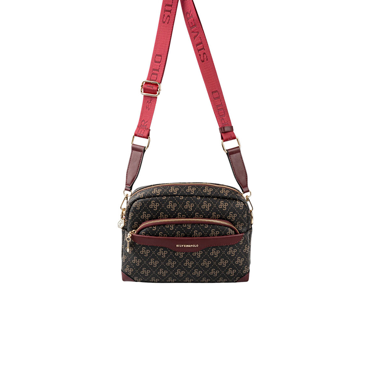 Silver Polo  Kadın Çapraz Çanta 1201-48528 SILVER POLO ÇAPRAZ Kadın ÇANTASI M178 KAHVE SARI-MAT BORDO