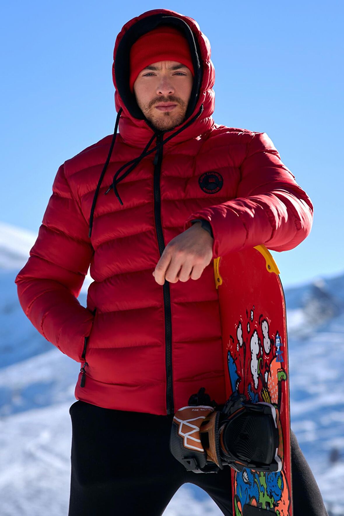 River Club Erkek  Polarlı Su Ve Rüzgar Geçirmez Kapüşonlu Kışlık Şişme Mont M-220