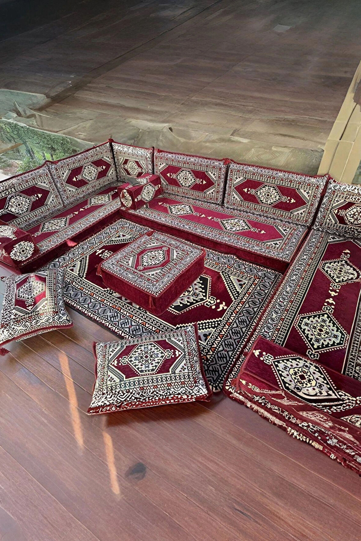 Şark Köşesi Takımı %100 Yerli Üretim | Özel Dokuma Kumaş | 10 cm Çökmeyen Sünger Minder