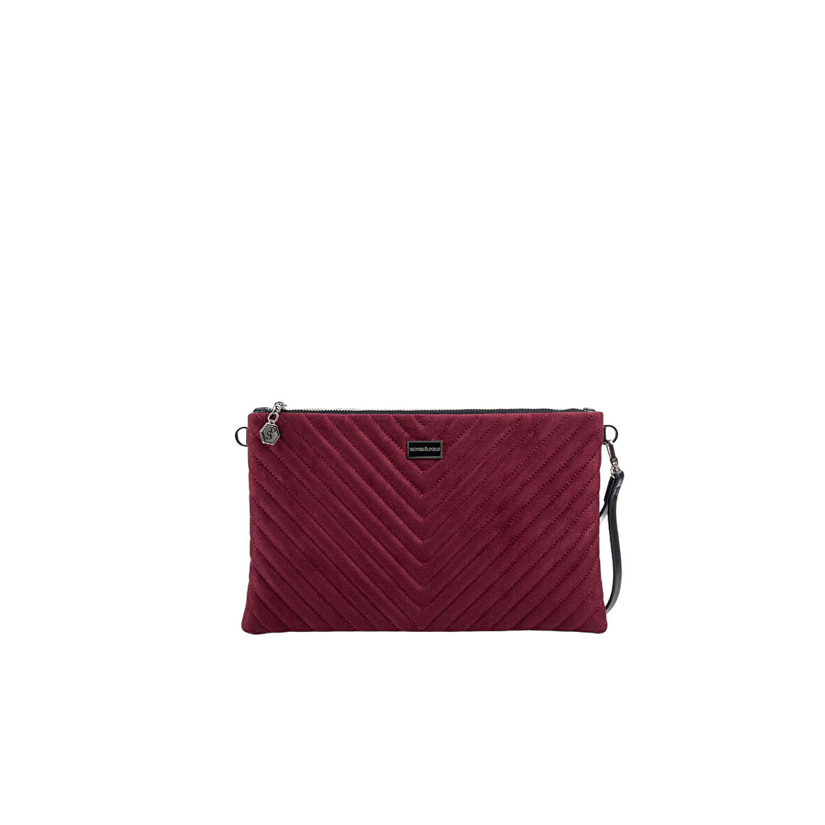 Silver Polo  Kadın Portföy Çantası 1034-48551 SILVER POLO CLUTCH M152 SÜET BORDO-V SÜET BORDO