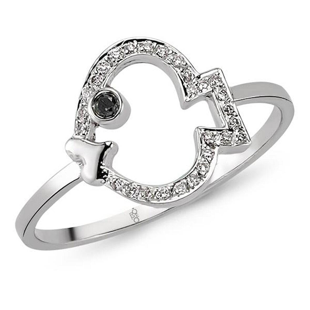 18 Ayar Altın Pırlanta Balık Yüzük 48571