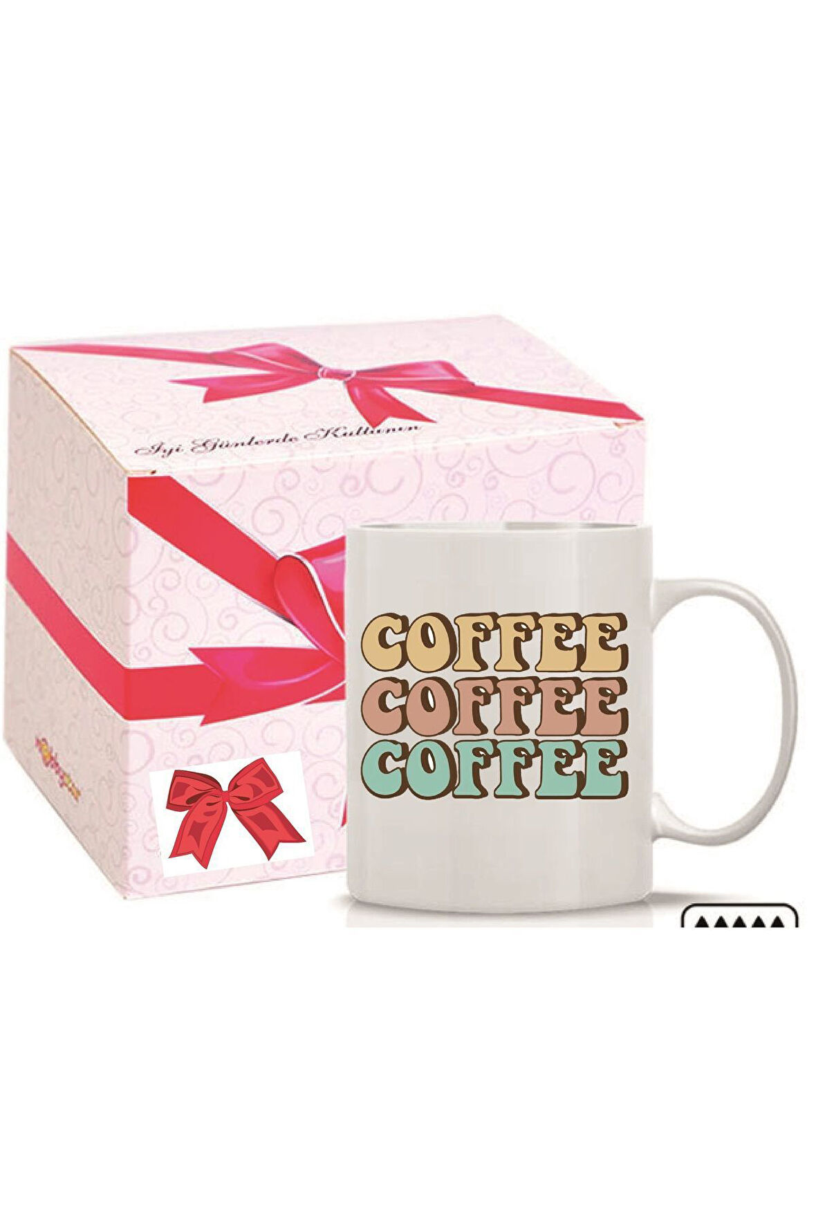 Kişiye Özel Coffee Emoji Ve Kalp Kulplu Özel Süblimasyon Kaliteli Baskılı Porselen Kupa Bardak Düz Kulp