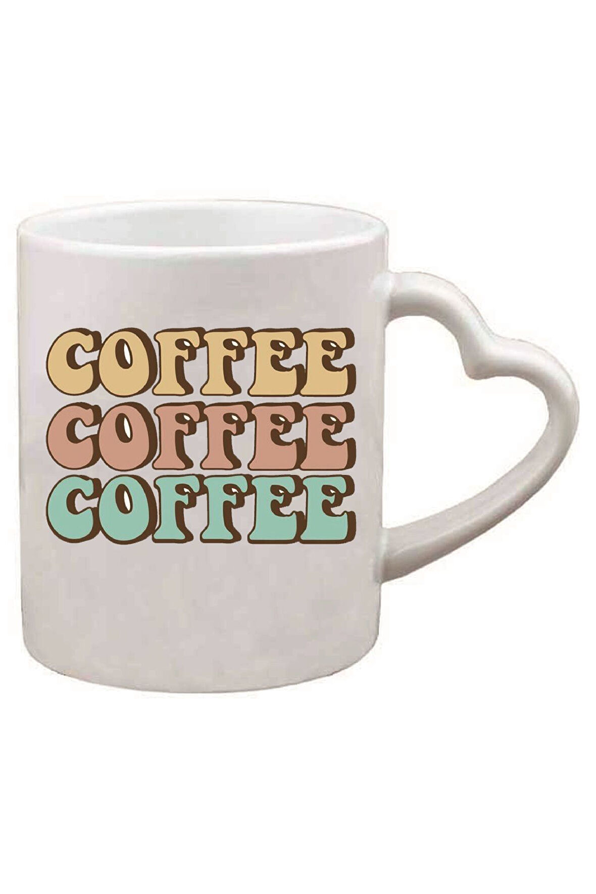 Kişiye Özel Coffee Emoji Kalp Kulplu Süblimasyon Hediye Kaliteli Baskılı Porselen Kupa Bardak Kalpli