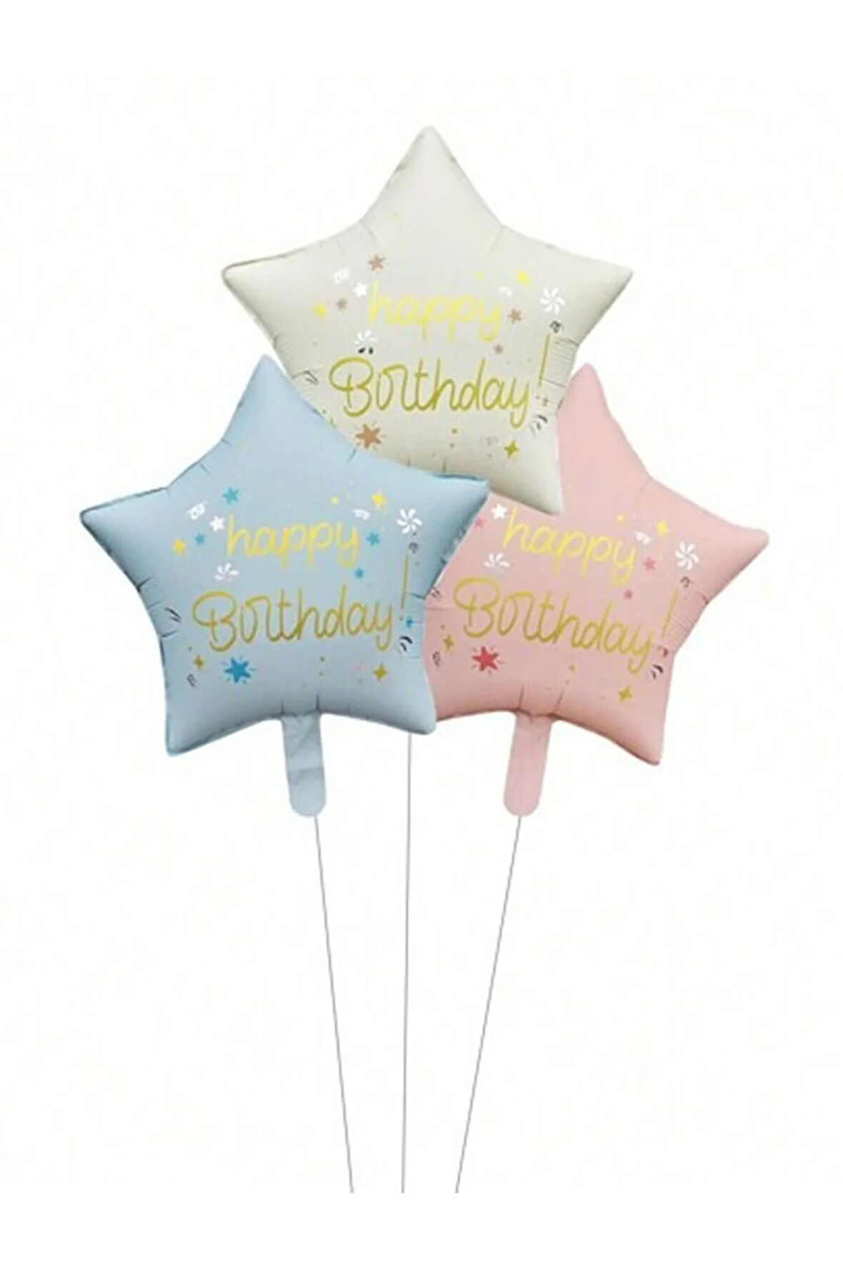 3 LÜ HAPPY BIRTHDAY BASKILI YILDIZ FOLYO BALON
