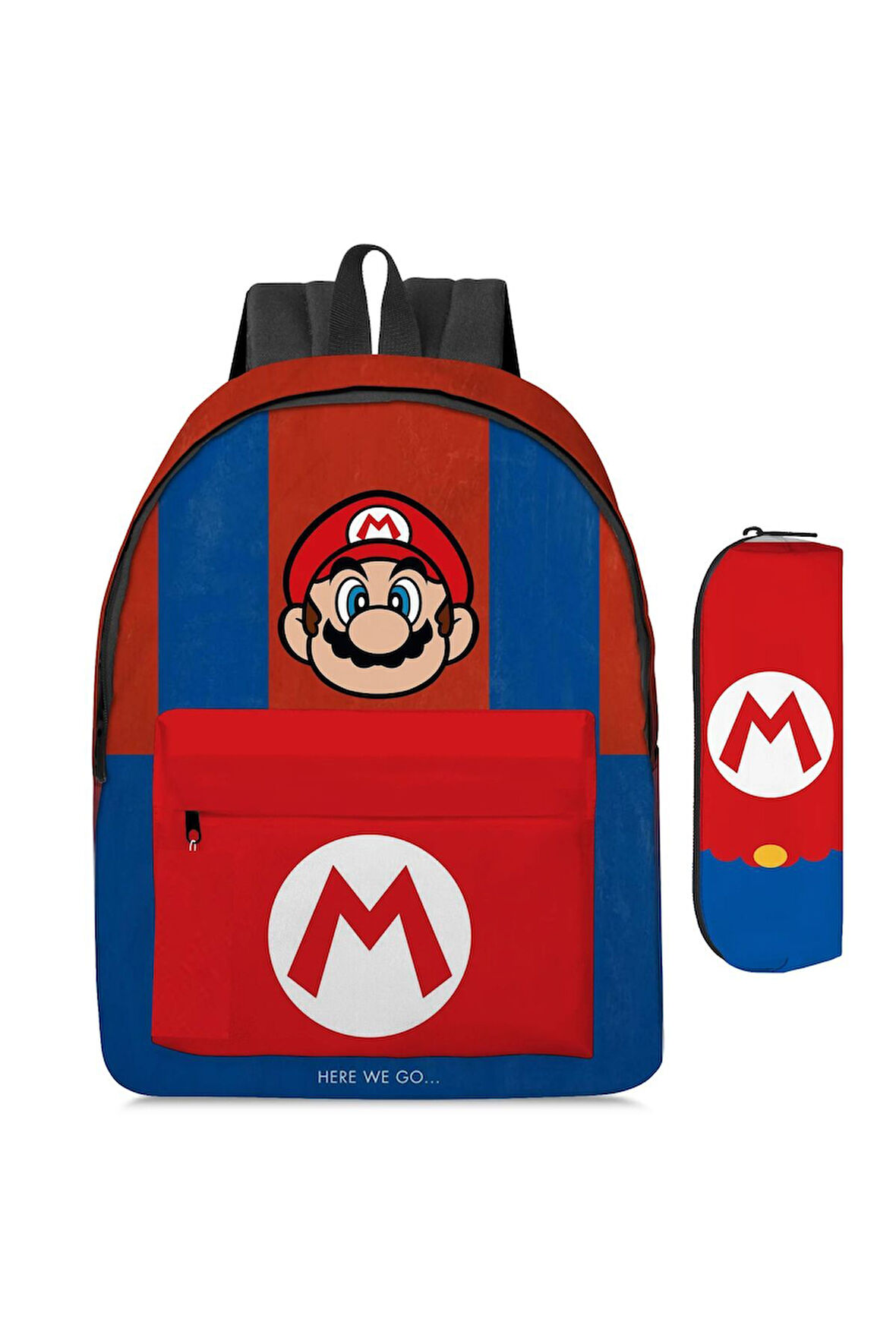 Super Mario Mavi Kırmızı İlkokul Ortaokul Sırt Çantası Ve Kalem Kutu Set