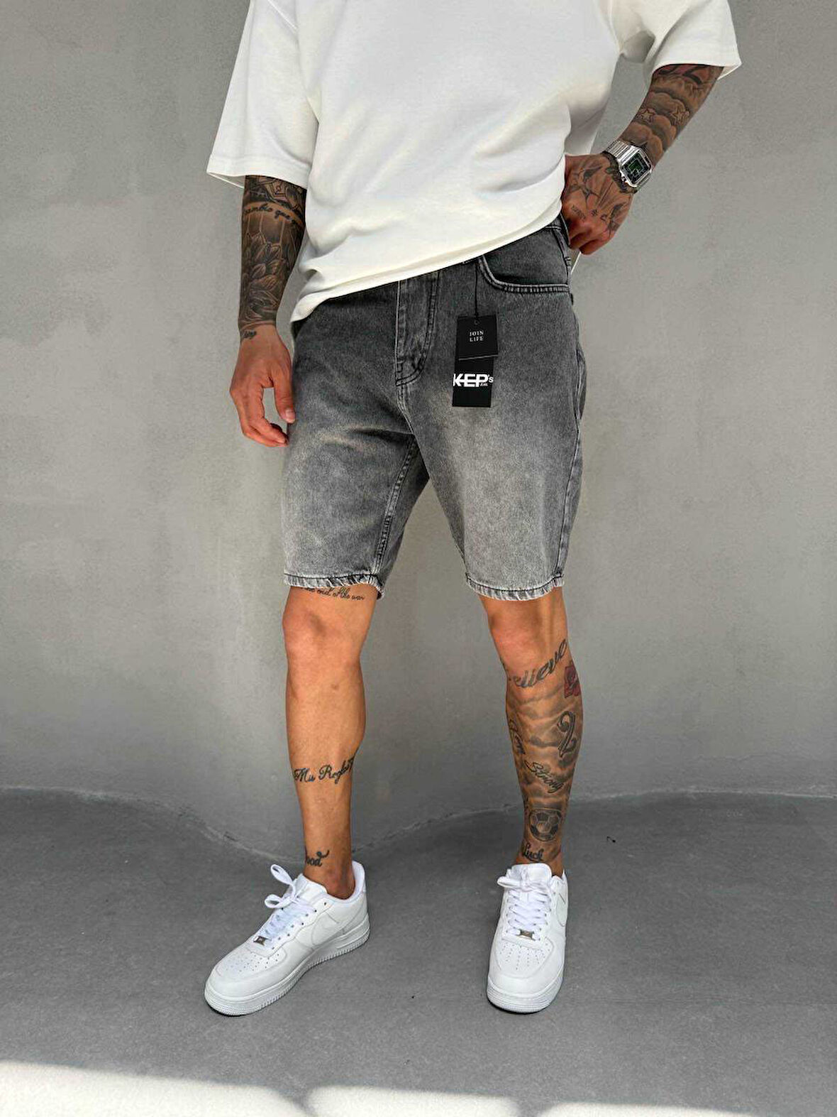 Erkek Denim Kot Kapri Şort