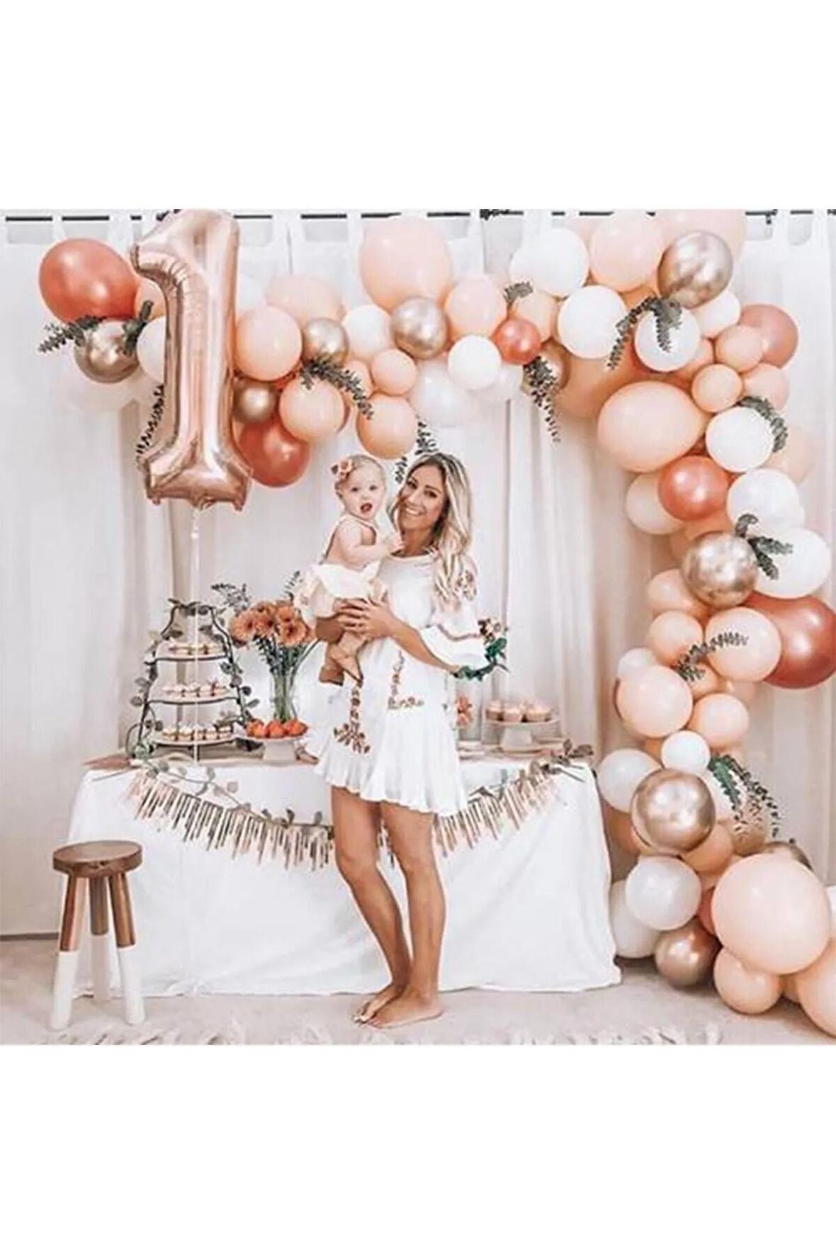 100 Adet Metalik Balon Ve Balon Zinciri 