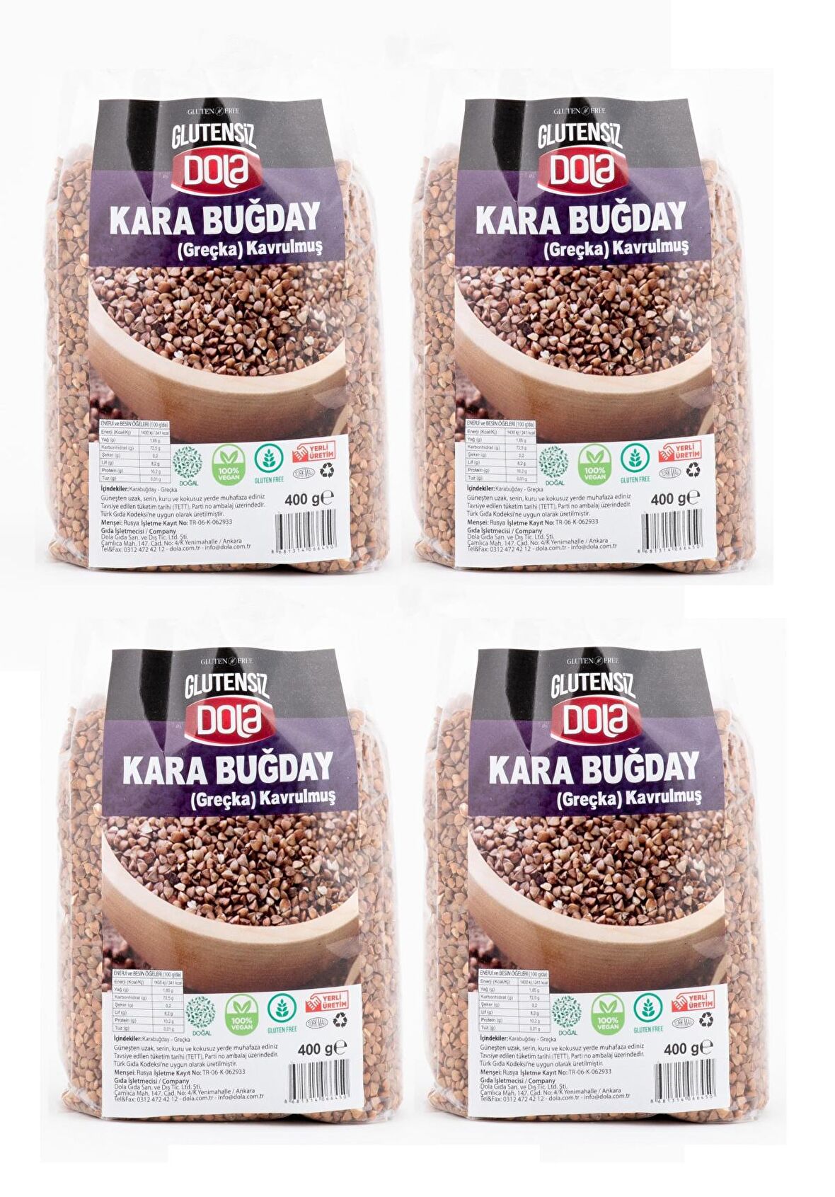 Dola Glutensiz Karabuğday Tane 400 g 4 Adet Kavrulmuş Greçka 