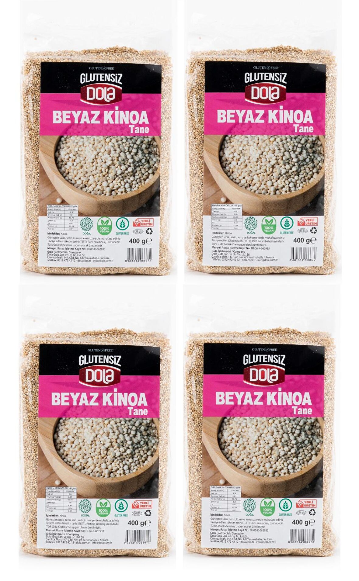 Dola Beyaz Kinoa 400 gr 4 adet Glutensiz 