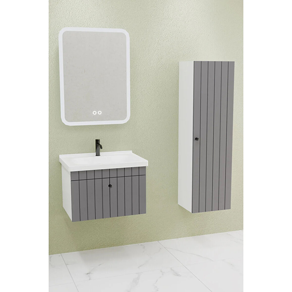 
Alice 65 Cm Banyo Dolabı Cmr Led Aynalı - Boy Dolap Dahil