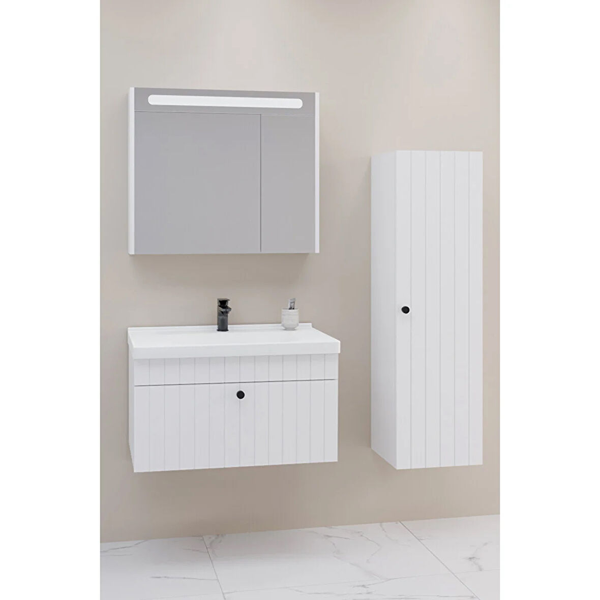 
Alice 80 Cm Banyo Dolabı Npl Led Aynalı - Boy Dolap Dahil