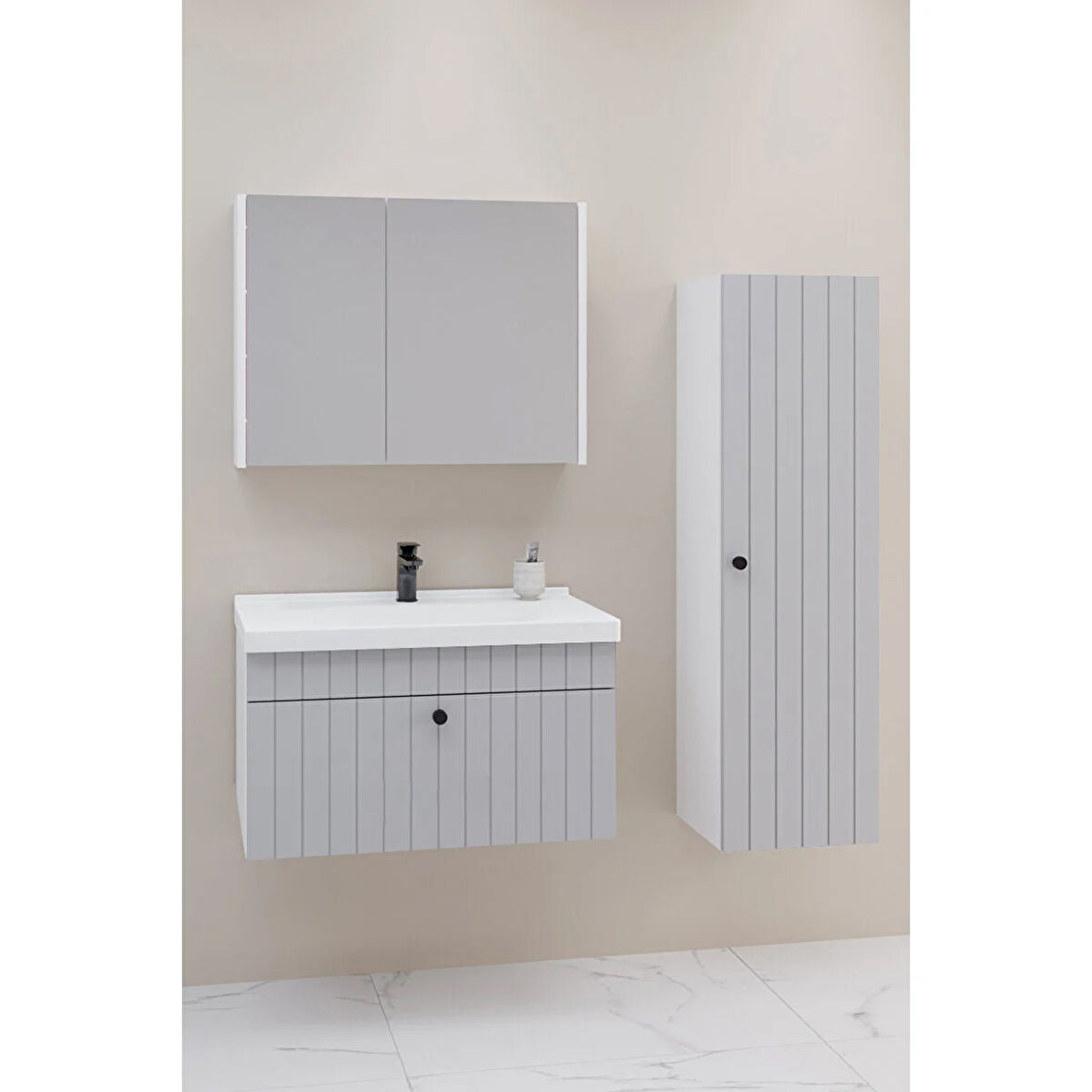 
Alice 80 Cm Banyo Dolabı Bgn Aynalı - Boy Dolap Dahil