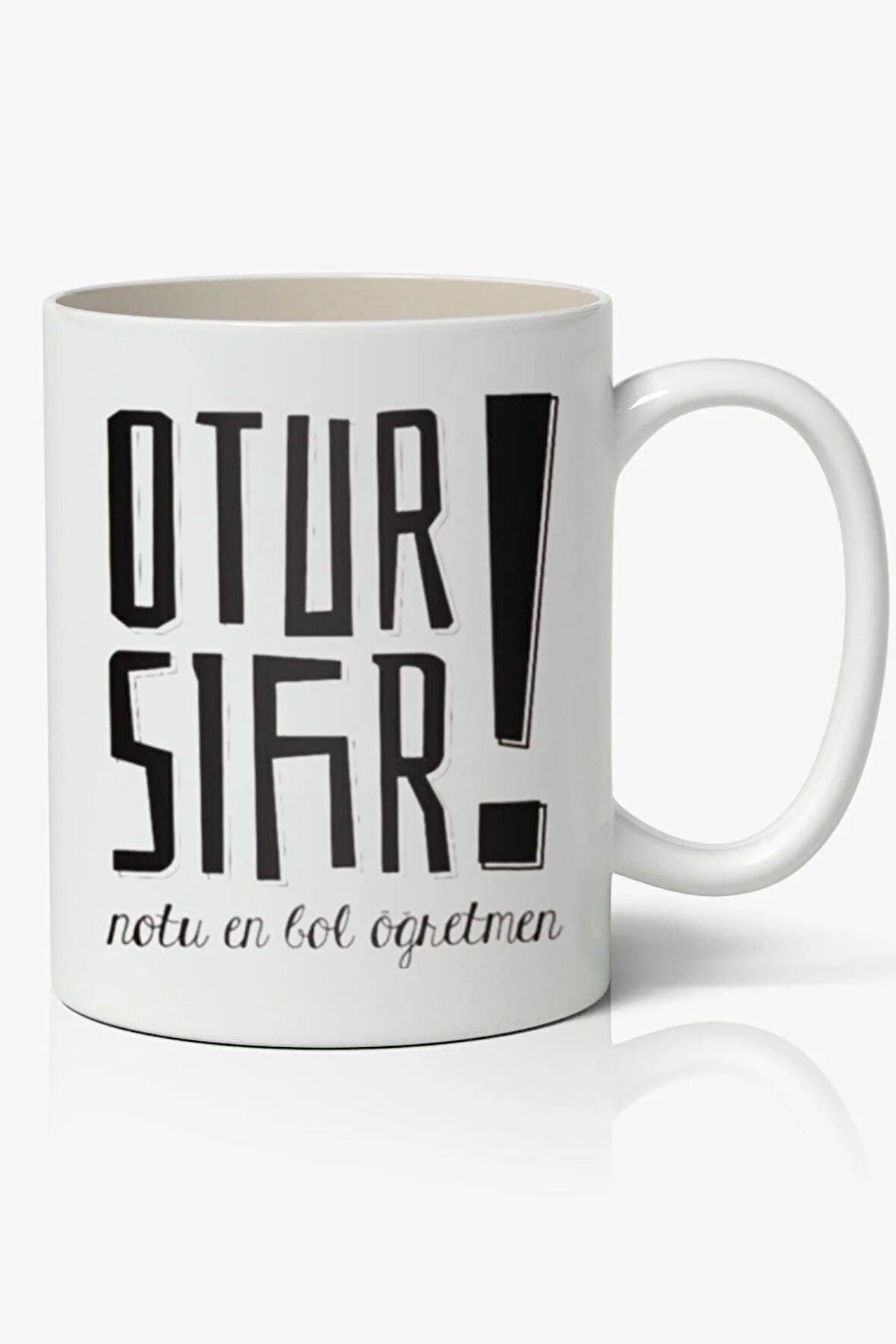 Otur Sıfır Esprili Öğretmene Hediye Temalı Öğretmenler Günü Hediyesi Baskılı Beyaz Kupa Bardak