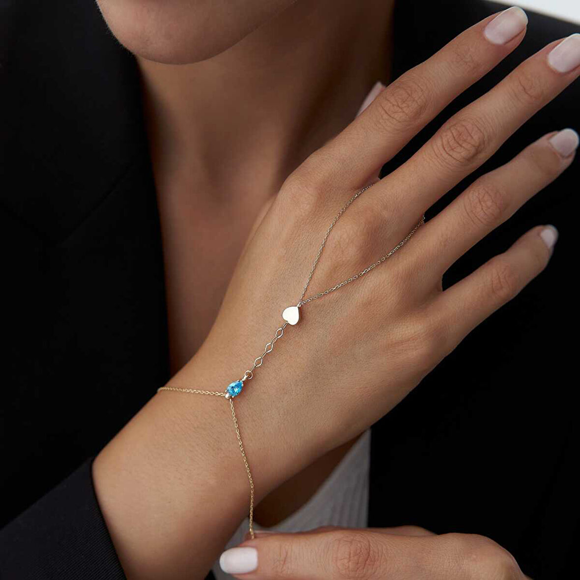 Turkuaz Taşlı Kalpli Şahmeran