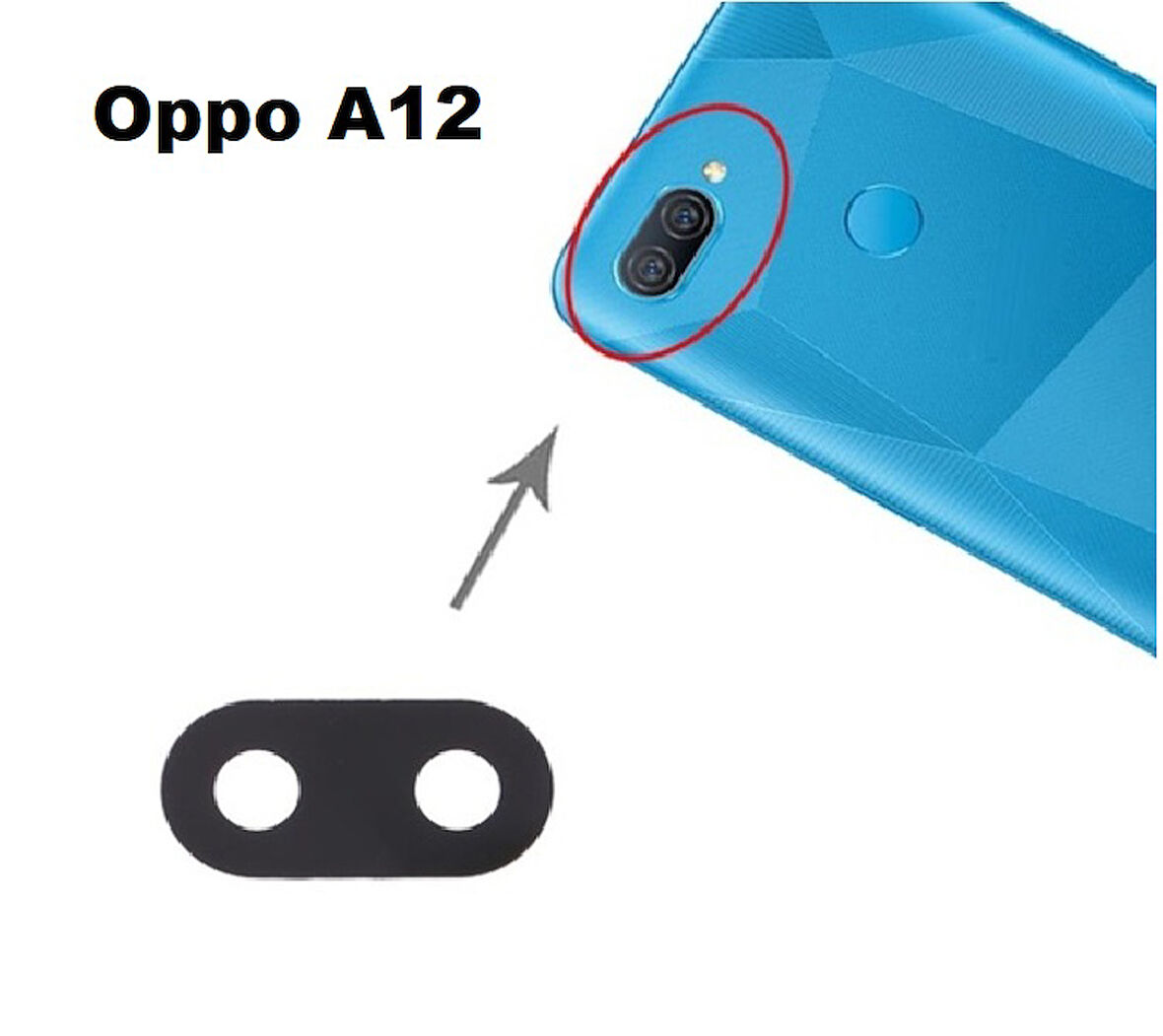 Tkgz Oppo A12 Arka Kamera Camı Lens Yapışkanlı