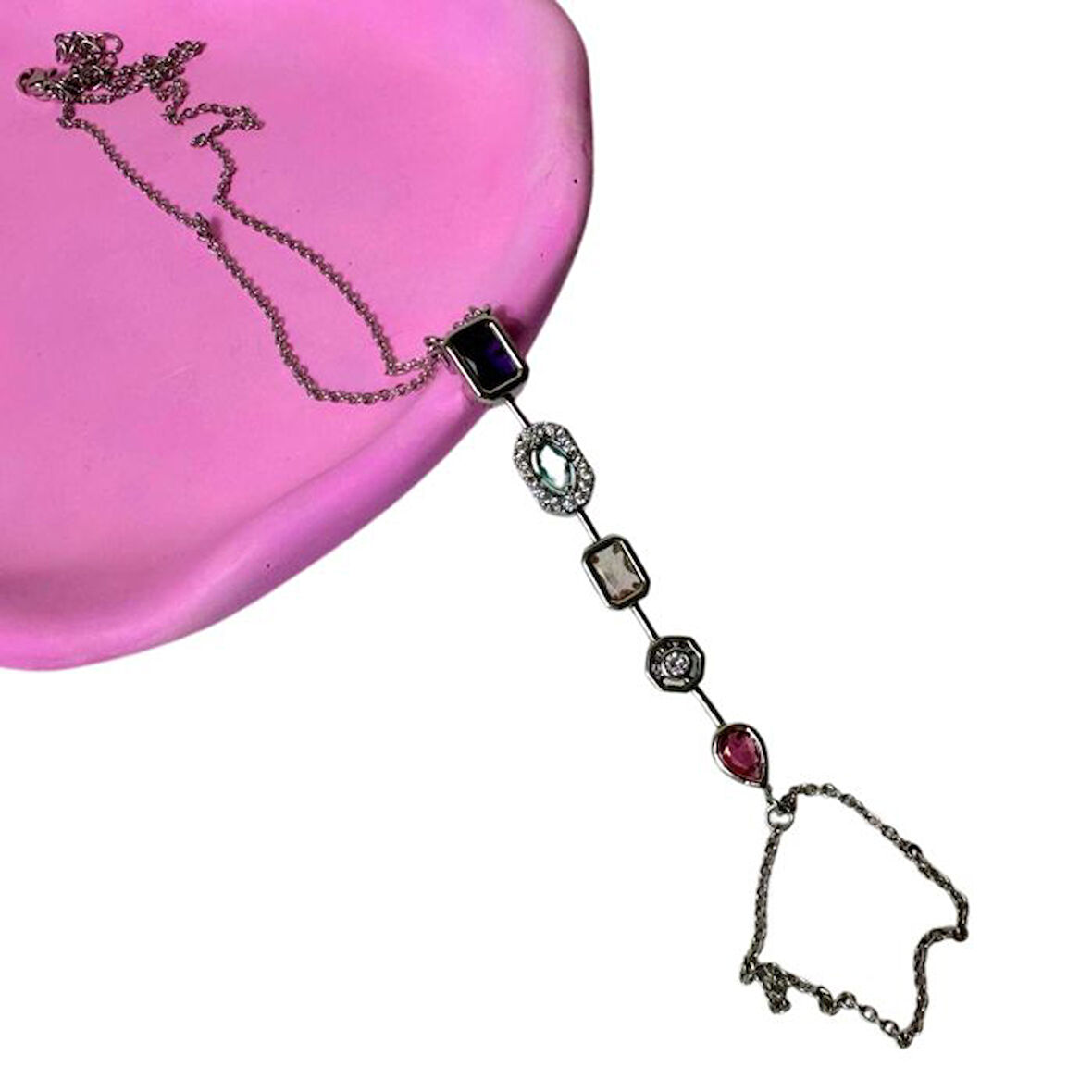 Uretti - Melik 9215 4750 Beş Element Renkli Taşlı Çelik Şahmeran Bileklik