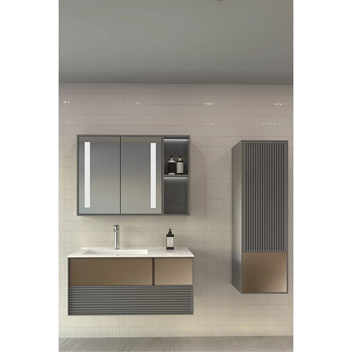 Boneta 100 Cm Banyo Dolabı - Boy Dolap Dahil