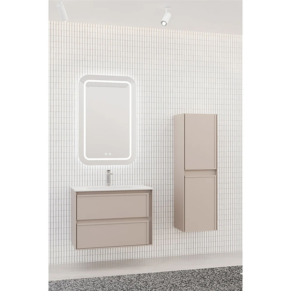 Elisa 80 Cm Banyo Dolabı - Vizon (boy Dolap Dahil)