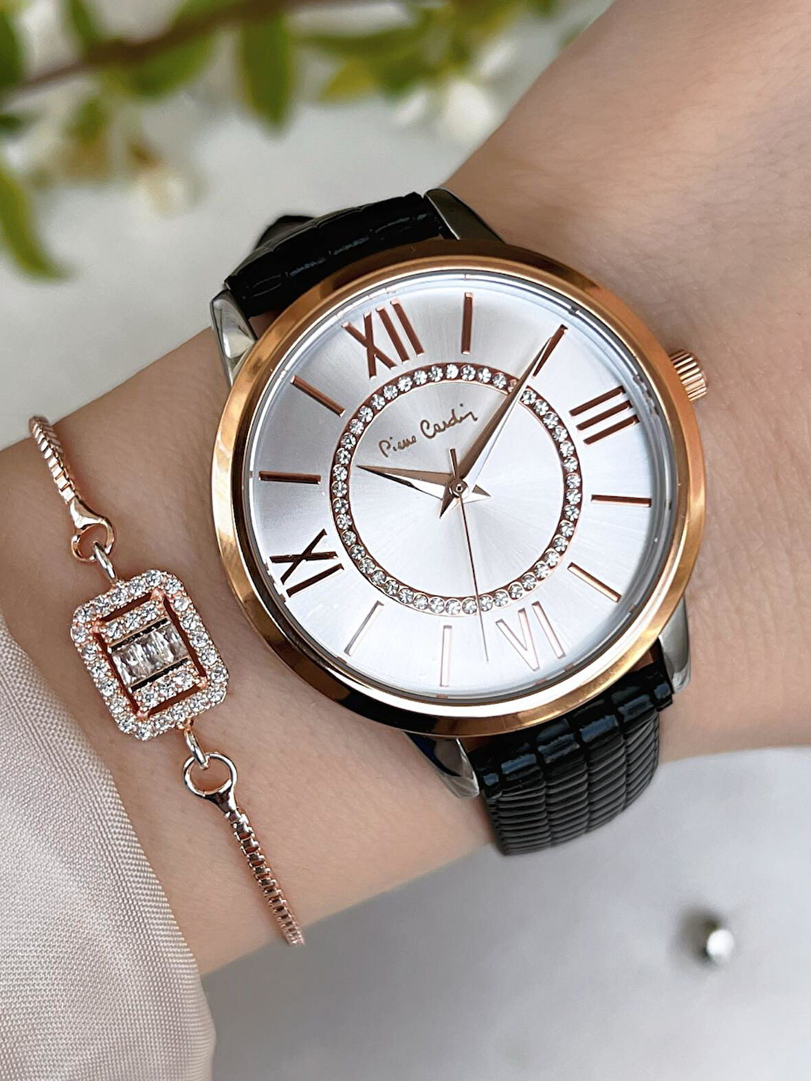 PİERRE CARDİN Deri Kordon Kadın Kol Saati 30 Mt Su Gecirmez+Bileklik PR.08.KD.2002F06