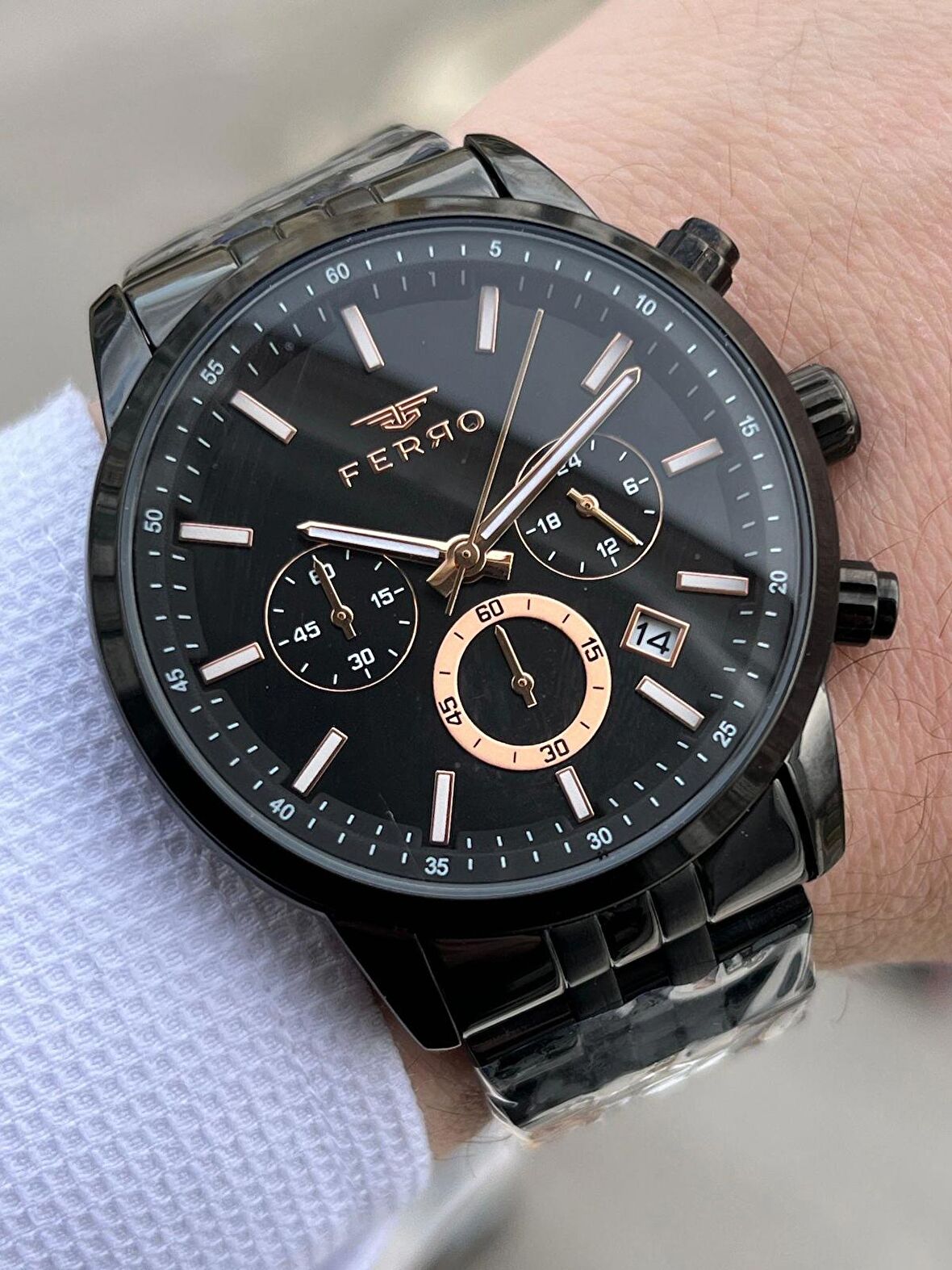 FERRO İç Fonksiyonları Aktif Chronograph 30 Mt Su Geçirmez Erkek kol Saat xf0026