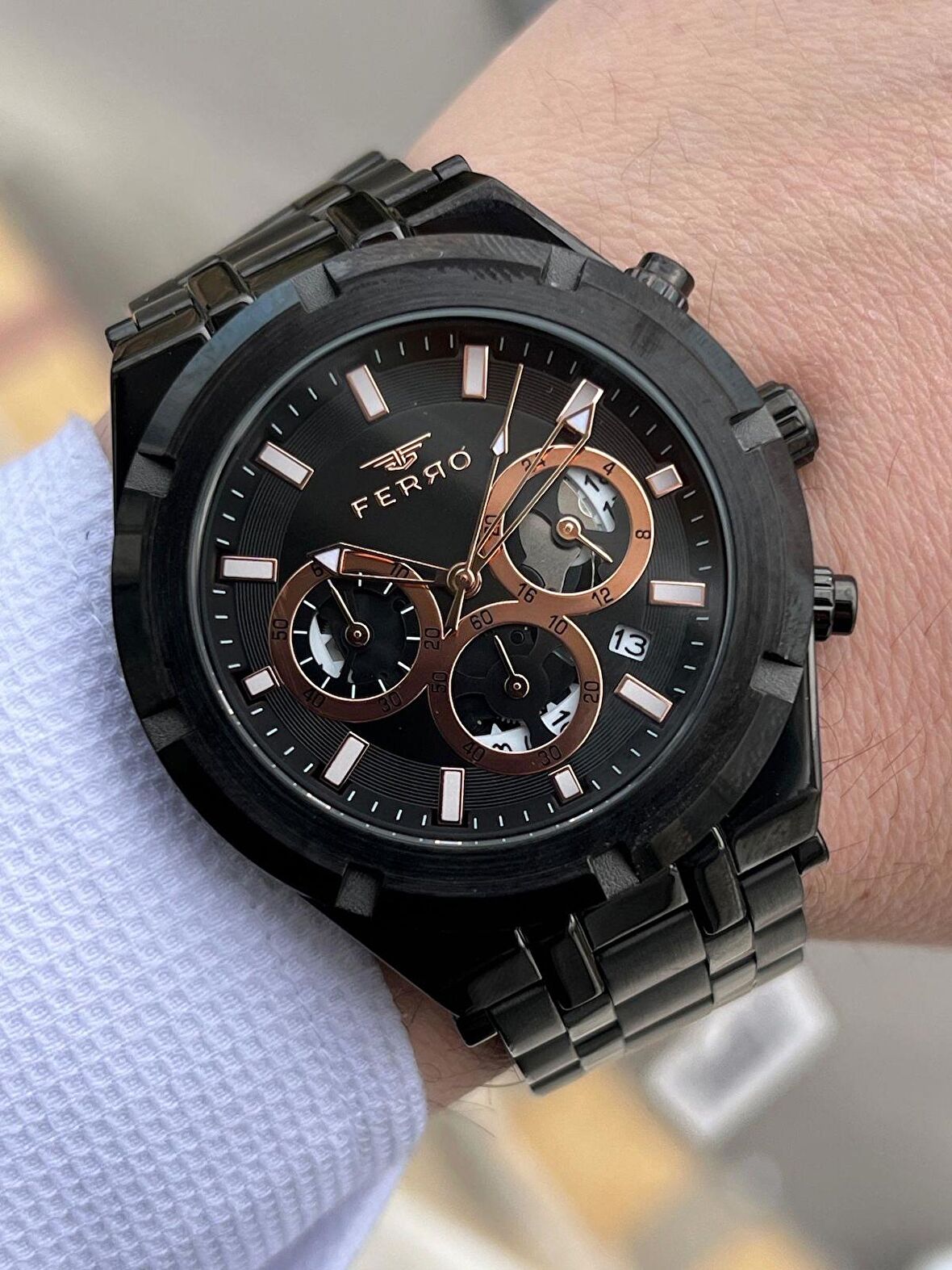 FERRO İç Fonksiyonları Aktif Chronograph 30 Mt Su Geçirmez Erkek kol Saat xf0031