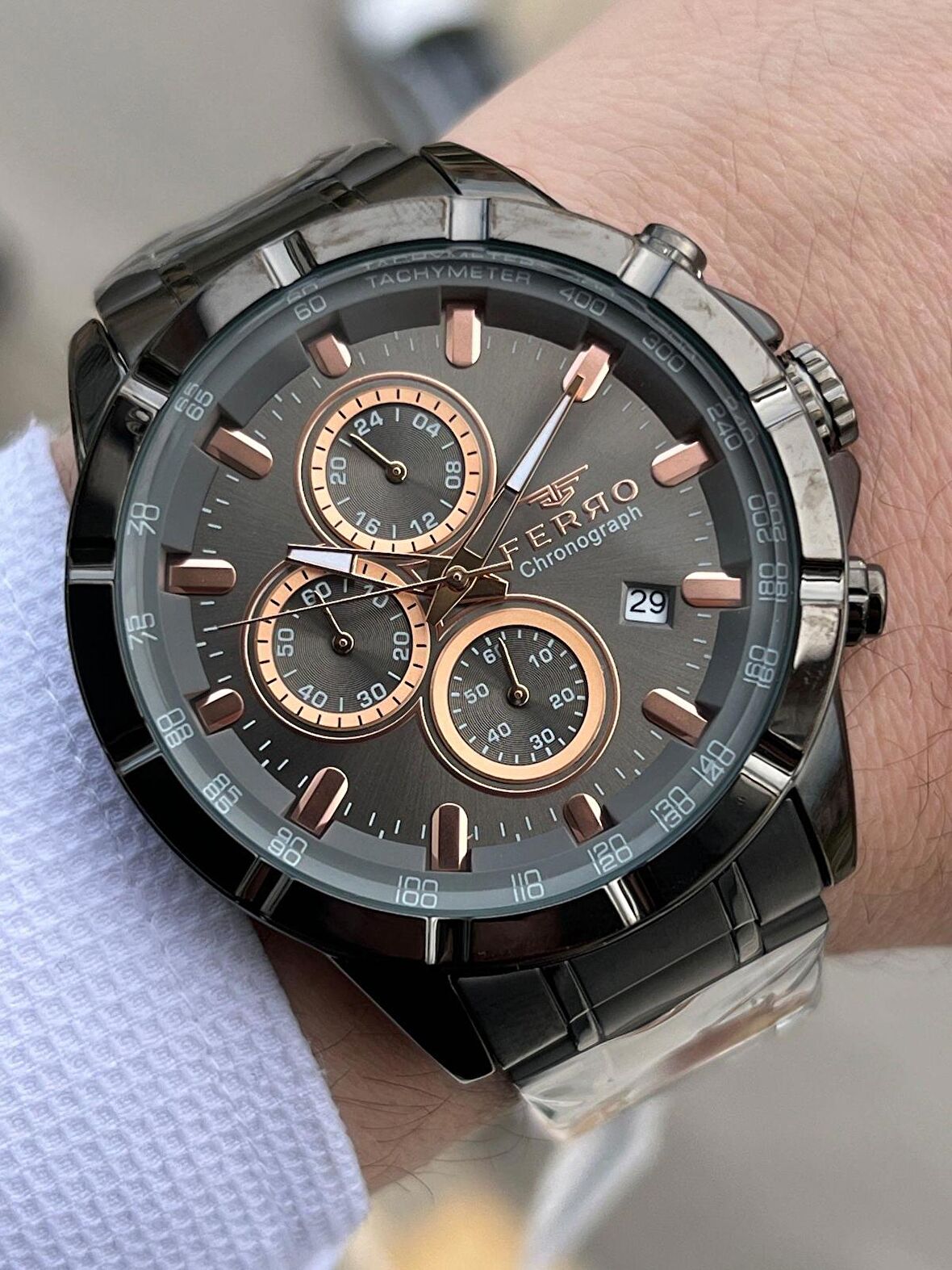 FERRO İç Fonksiyonları Aktif Chronograph 30 Mt Su Geçirmez Erkek kol Saat xf0043