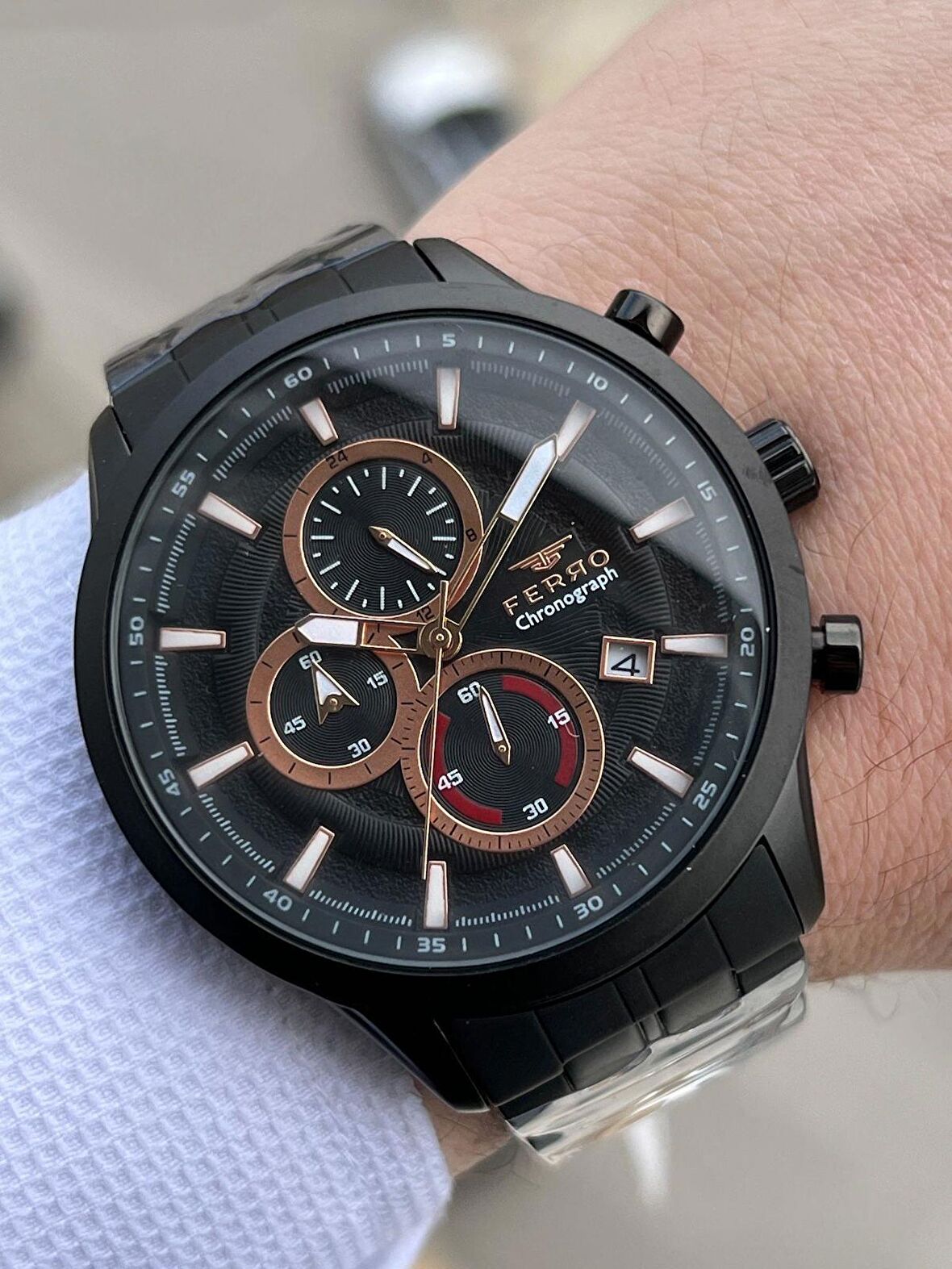 FERRO İç Fonksiyonları Aktif Chronograph 30 Mt Su Geçirmez Erkek kol Saat xf0045