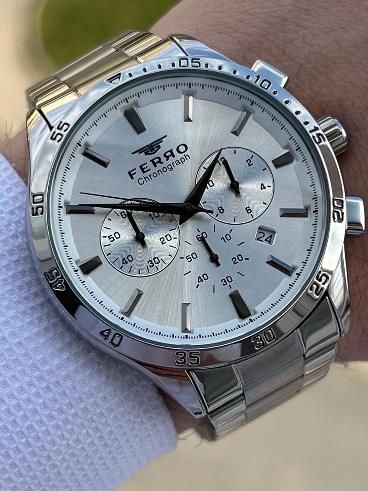 Ferro Çelik Kordon İç Fonksiyonları Aktif Chronograph 30 Mt Su Geçirmez Erkek Kol Saat EFM31382-A223