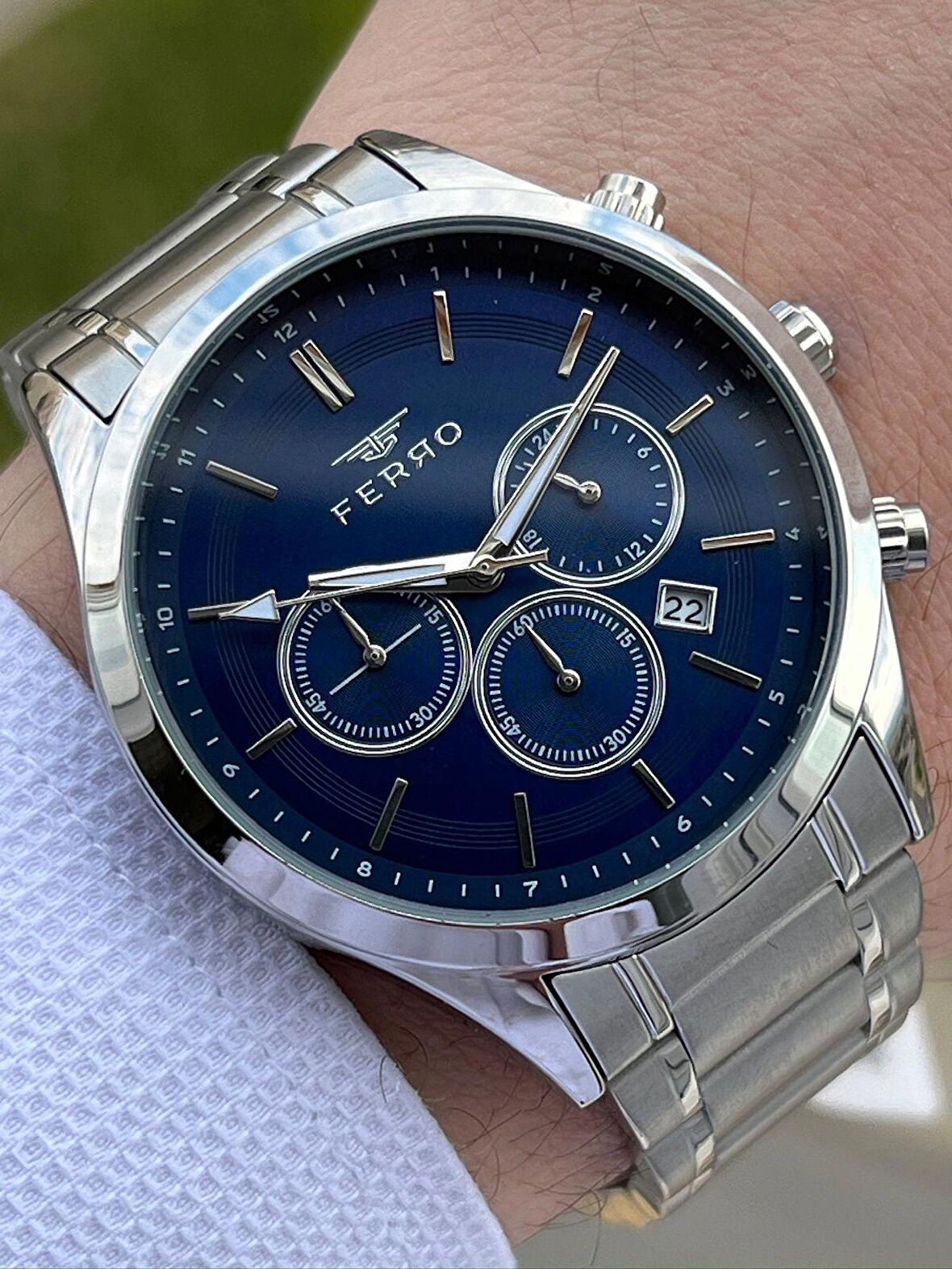 Ferro Çelik Kordon İç Fonksiyonları Aktif Chronograph 30 Mt Su Geçirmez Erkek Kol Saat EFM31371-A3
