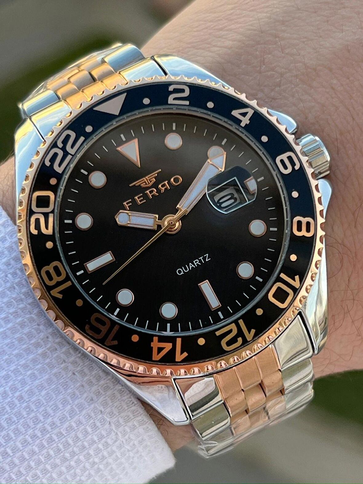 Ferro Çelik Kordon Takvimli 30 Mt Su Geçirmez Erkek Kol Saat EFM11196-E2