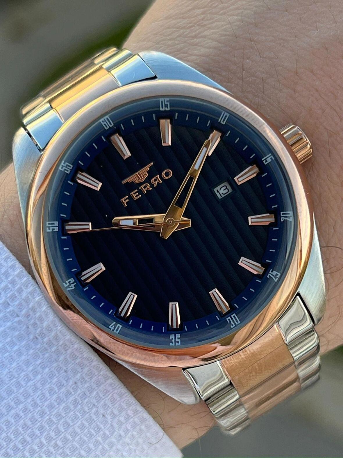 Ferro Çelik Kordon Takvimli 30 Mt Su Geçirmez Erkek Kol Saat EFM11240-E3