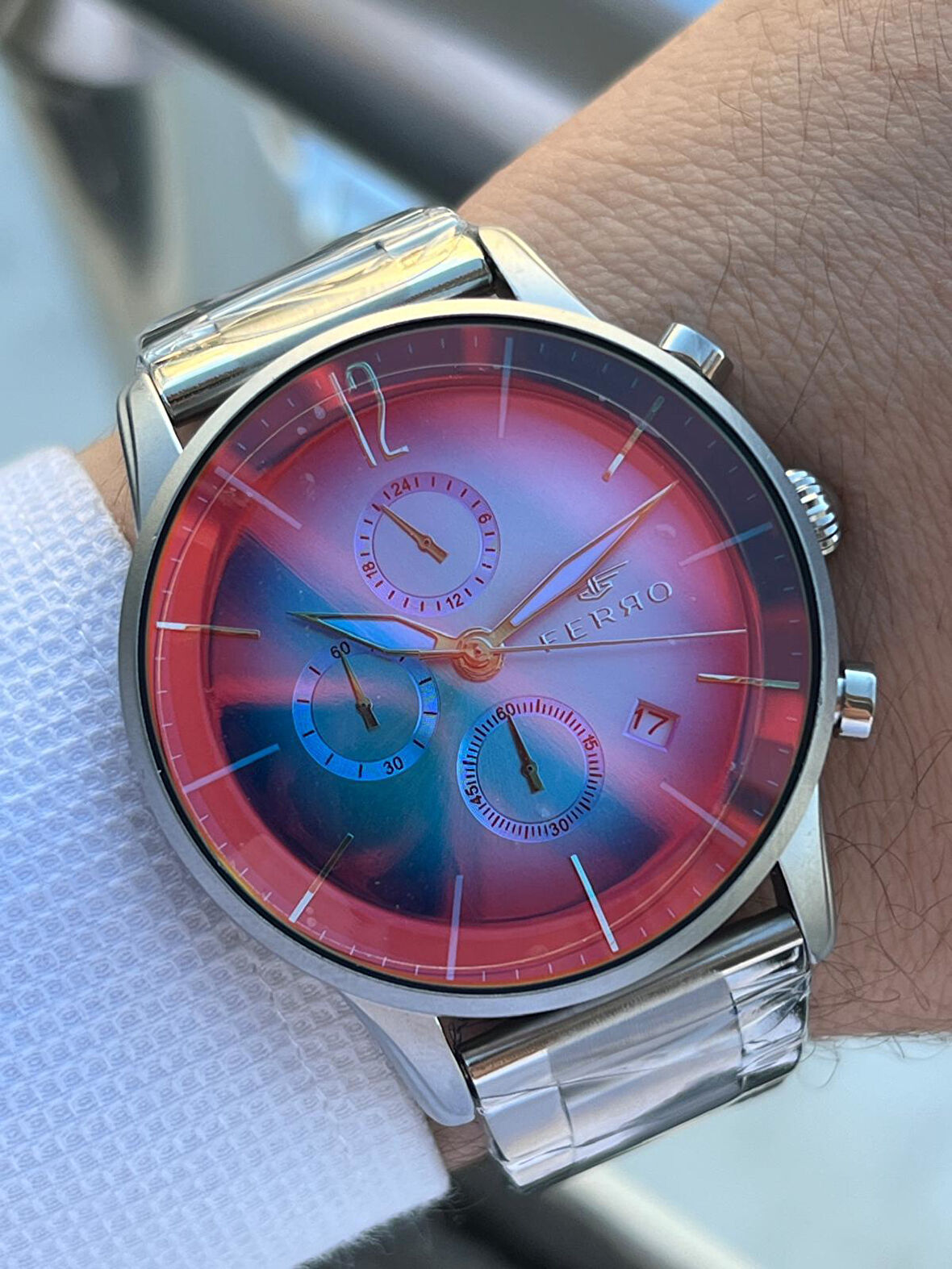 Ferro Çelik Kordon İç Fonksiyonları Aktif Chronograph 30 Mt Su Geçirmez Erkek Kol Saati EFM.339.K