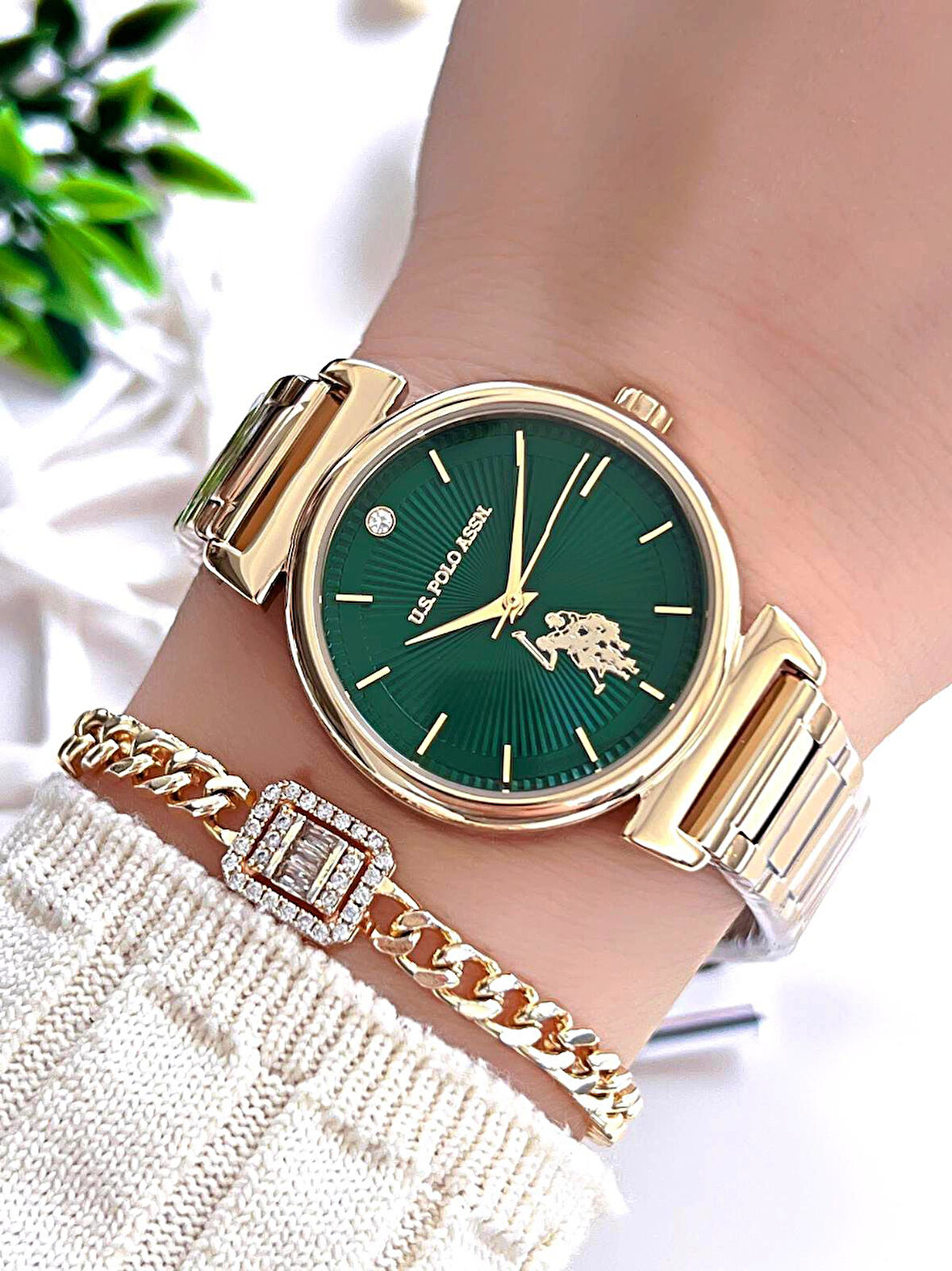 U.S.POLO ASSN Çelik Kordon 5 Atm Suya Dayanıklı Kadın Kol Saati+Bileklik Hediyeli USPA.2070.S04