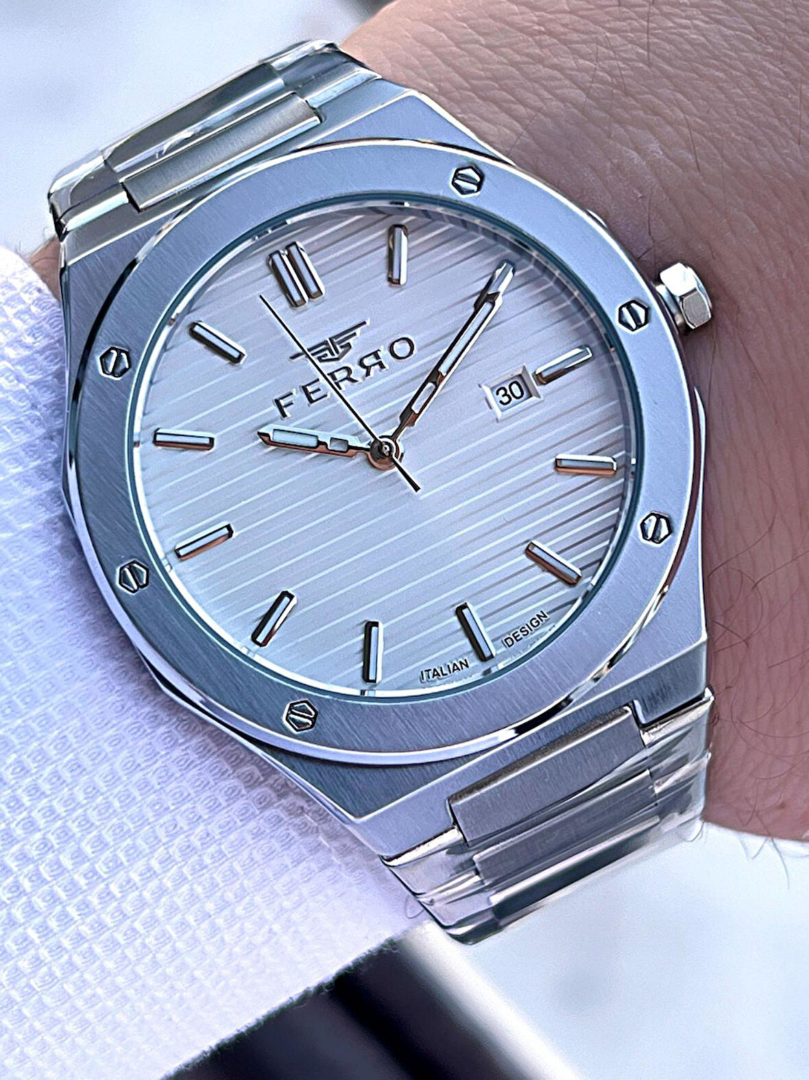 Ferro Çelik Kordon Nişan Ve Damat Saati Olarak ITALIAN DESIGN 3 Atm Erkek Kol Saati EFM40147-A3