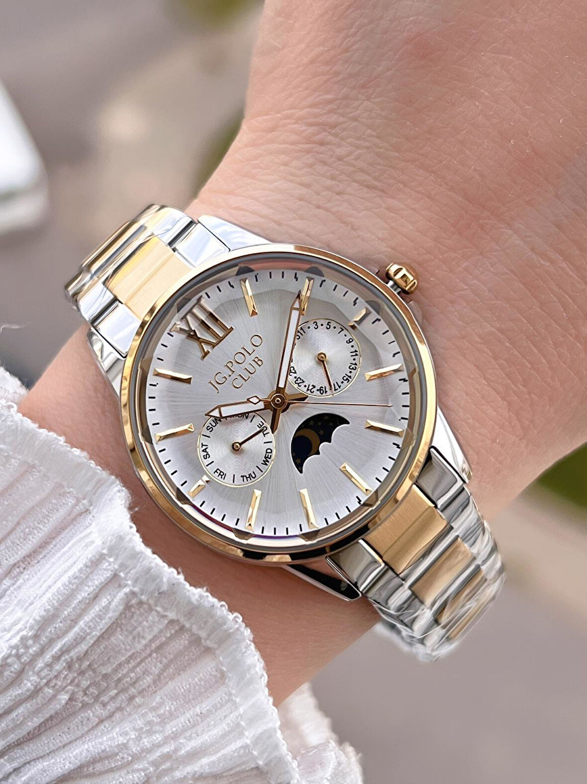 Jg.Polo Club Çelik Kasa & Kordon Kadran Fonsiyonları Aktif Kadın Kol Saati+Bileklik JG02592.1