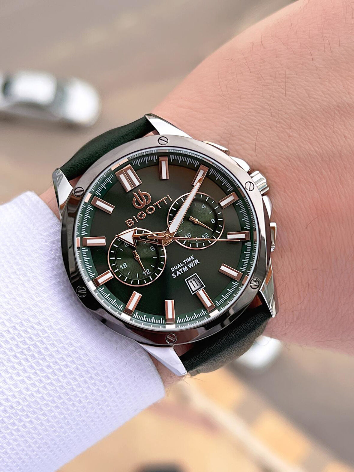 Bigotti Deri Kordon Takvimli Kadran 5 Atm Suya Dayanıklı 2 Yıl Garantili Erkek Kol Saati TBG10521.4