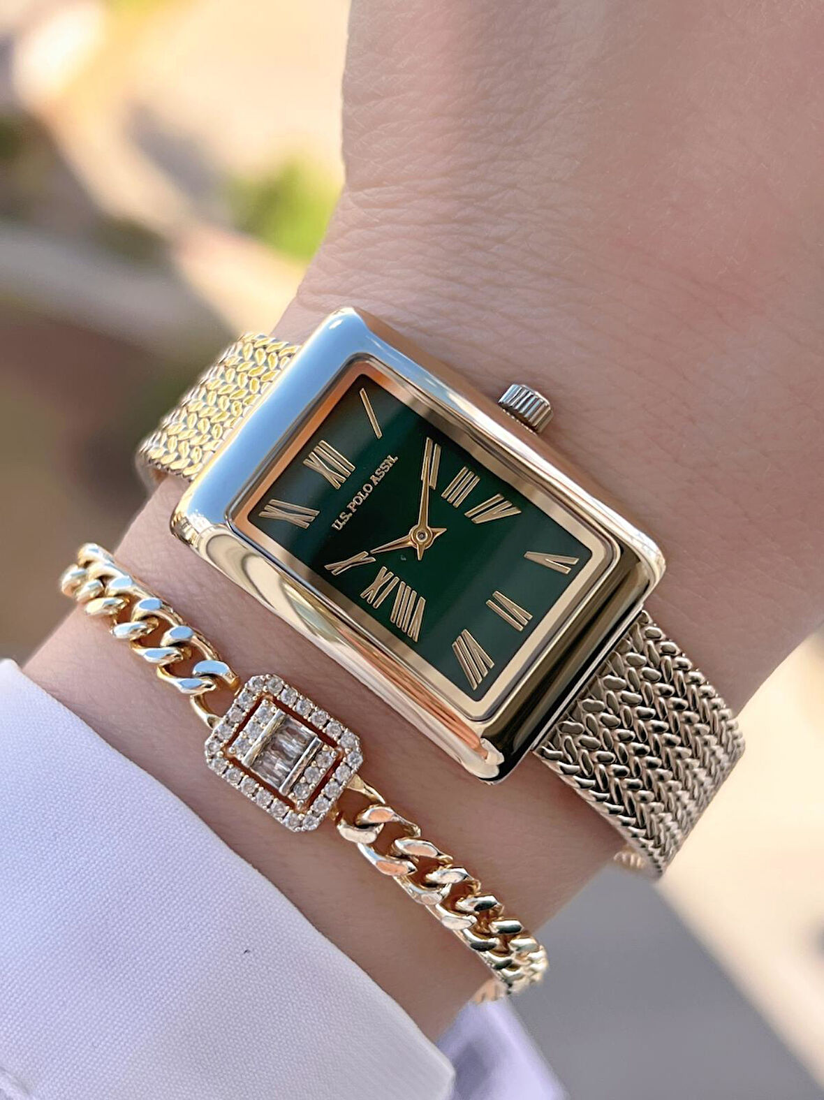 U.S.POLO ASSN Çelik Kordon 3 Atm Suya Dayanıklı Kadın Kol Saati+Bileklik Hediyeli USPA.2105.06