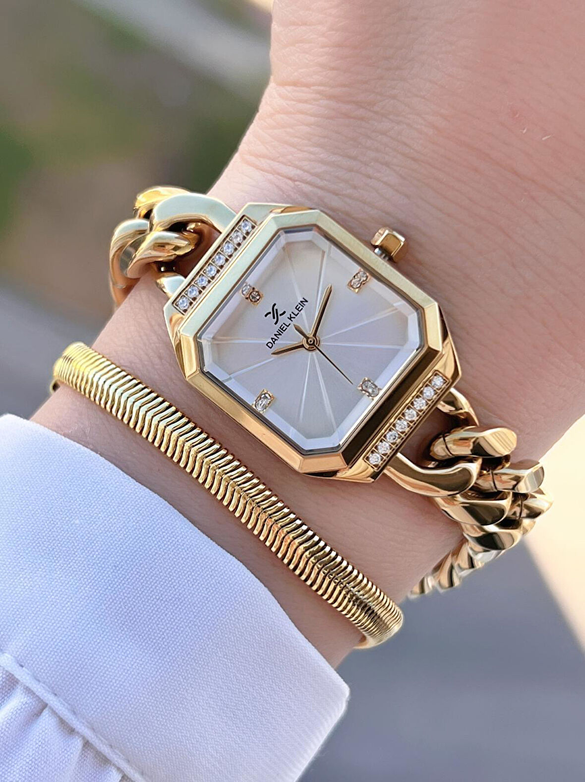 Daniel Klein Spor Zincir Kordon Köşeli Seri 2 Yıl Garantili Kadın Kol Saati+Bileklik 10836.2