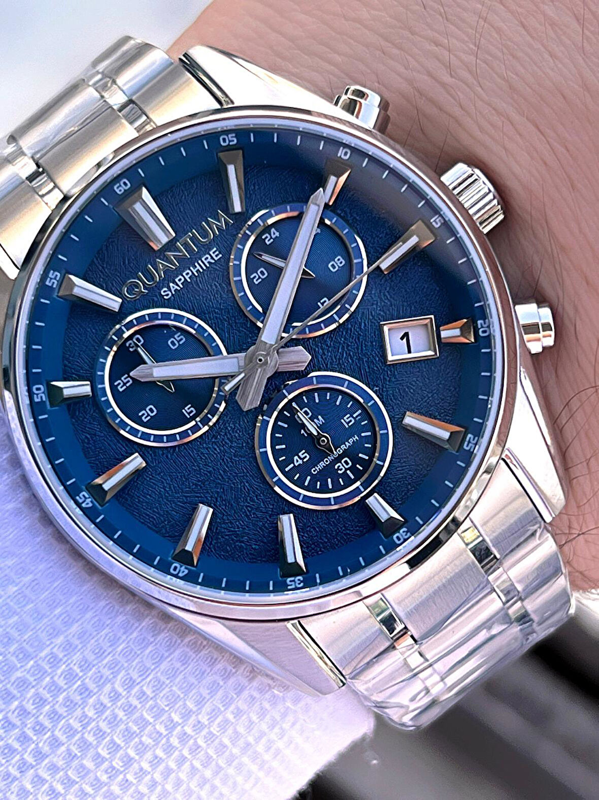 Quantum Sapphire Cizilmez Cam Çelik Kordon İç Kadran Fonksiyonları Aktif 10 Atm Erkek Kol Saat NQ390
