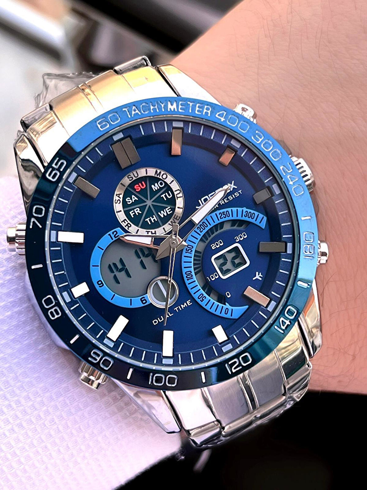 Joefox Çelik Kordon Dijital Ve Analog 2 Yıl Garantili 3 Atm Suya Dayanıklı Erkek Kol Saati JOE.CL02