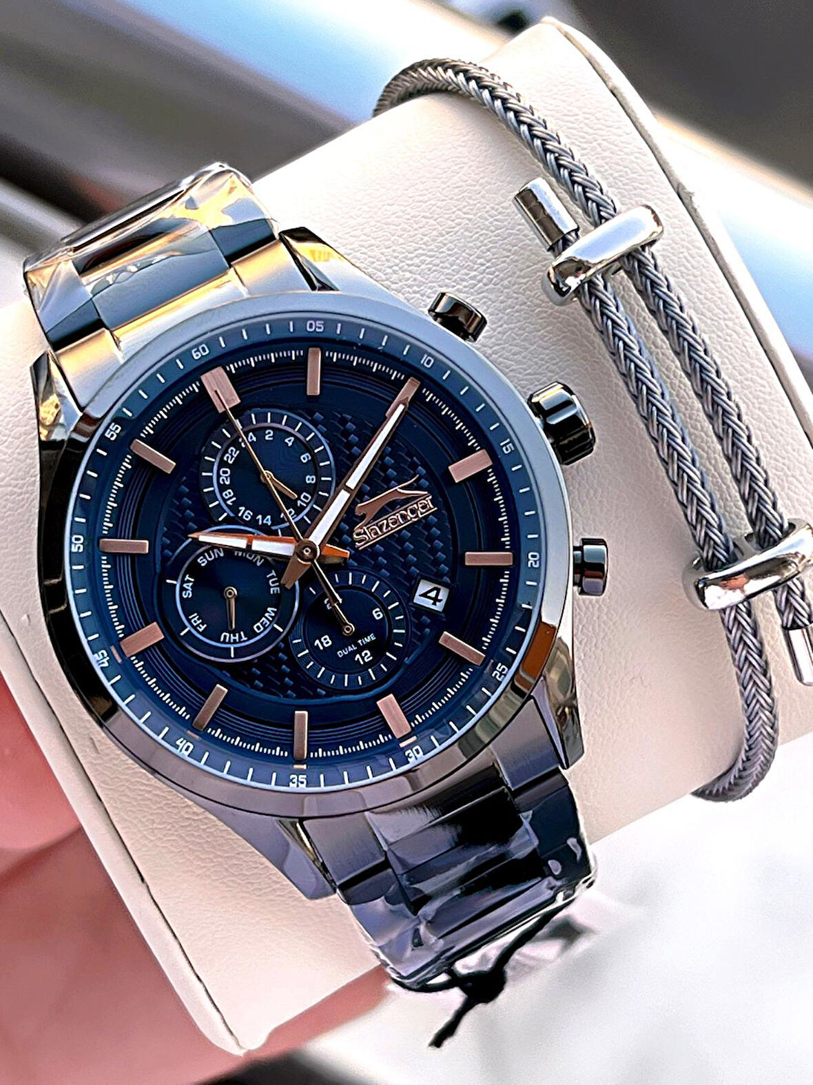 Slazenger İtalyan Tasarım Bileklik Hediyeli 2 Yıl Garantili 10 Atm Çelik Erkek Kol Saat ESL.N1936.3