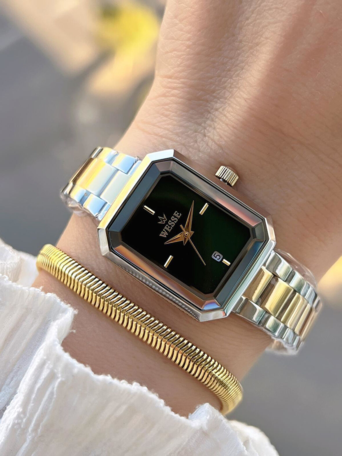 Wesse 2 Yıl Garantili Çelik Kordon 3 Atm Suya Dayanıklı Kadın Kol Saati+Bileklik BYW.115402.3