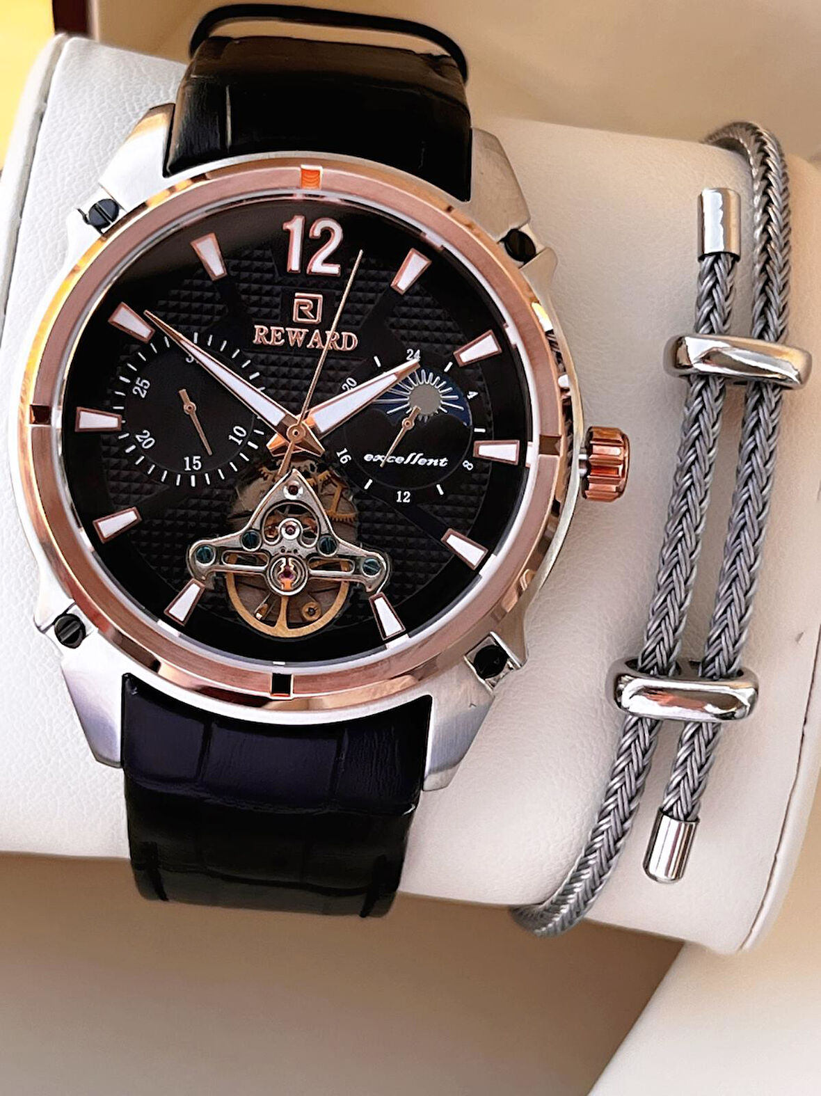 Reward İtalyan Bileklik Hediyeli Deri Kordon Otomatik Mekanizma 5 Atm Erkek Kol Saati W.145529.1