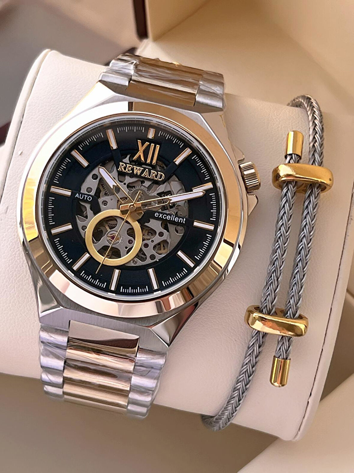 Reward Özel Tasarım Otomatik Mekanizma Çelik Kordon 5 Atm Suya Dayaknıklı Erkek Kol Saati W.145514.1