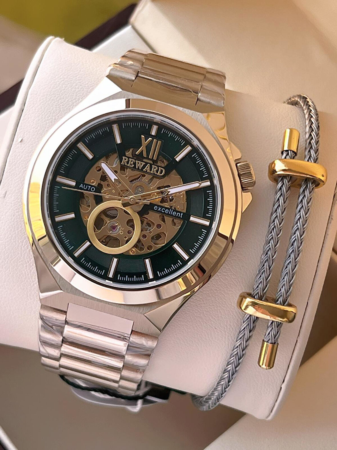 Reward Özel Tasarım Otomatik Mekanizma Çelik Kordon 5 Atm Suya Dayaknıklı Erkek Kol Saati W.145514.2