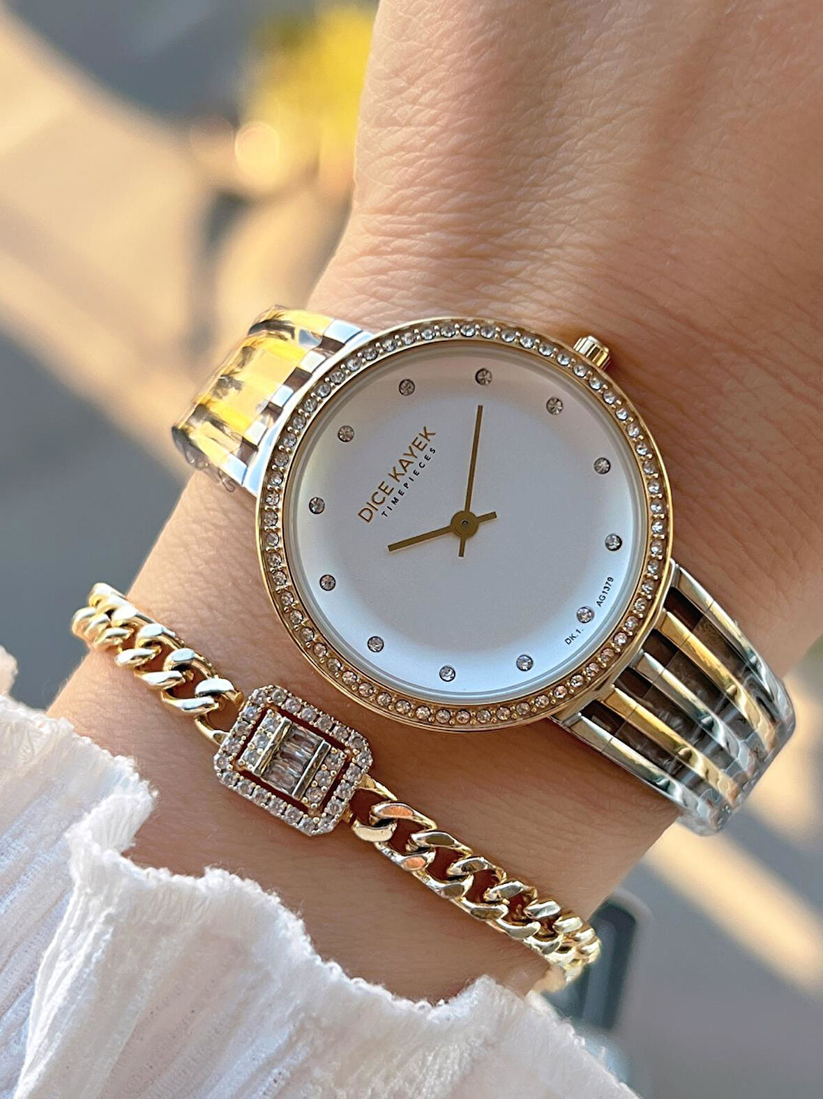 Dice Kayek 2 Yıl Garantili Çelik Kasa Ve Kordon 5 Atm Suya Dayanıklı Kadın Kol Saati+Bileklik AC.01