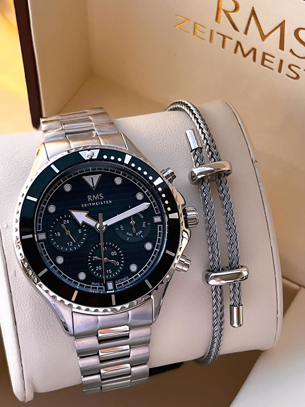 Rms Romanson 2 Yıl Garantili Çelik Kordon Çelik Kasa 5 Atm Suya Dayanıklı Erkek Kol Saati AG1503.01