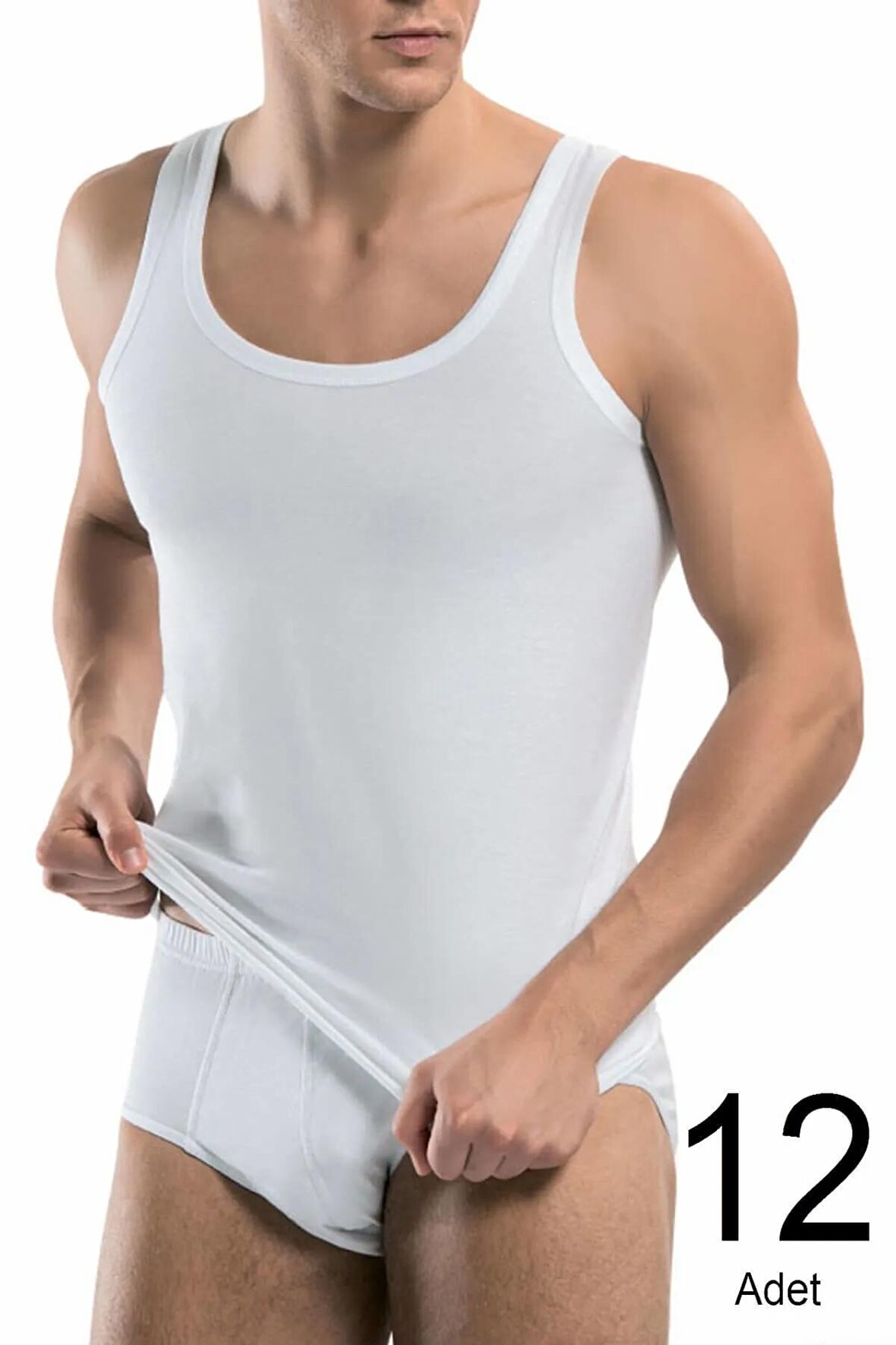 Erkek Beyaz 12'li Paket Atlet Külot Takım Elf568t01010109ccm12